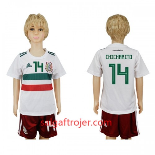 Mexico Fodboldtrøjer Chicharito 14 Børn Udebanesæt VM 2018 Mexico Fodboldtrøjer Chicharito 14 Børn Udebanesæt VM 2018